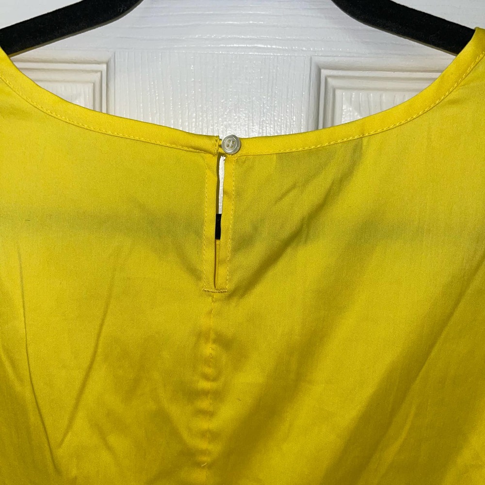NWT Talbots Mp Bright Yellow Everyday Stretch Poplin Knot Long-sleeve Blouse - Picture 7 of 11
